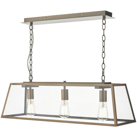 DAR ACADEMY - Suspension de barre droite cuivre antique, 3x E27 (1/5)
