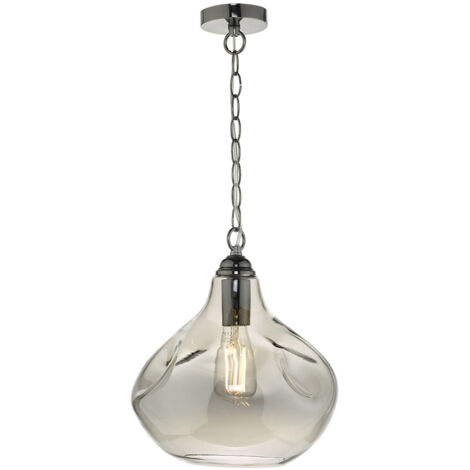 DAR ESAROSA - Suspension Dome Chrome Noir Et Verre Fumé, 1x E27 (1/5)