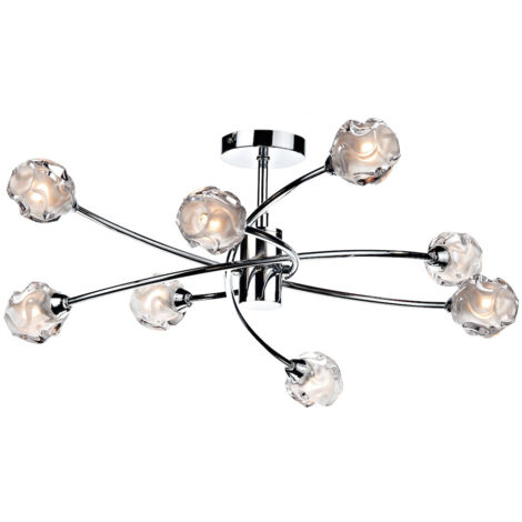 DAR SEATTLE - Plafonnier semi-affleurant chrome poli, 8x G9 (1/5)