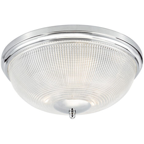 DAR ARBOR - Plafonnier Bowl Flush Chrome Poli & Verre IP44, 3x E27 (1/5)