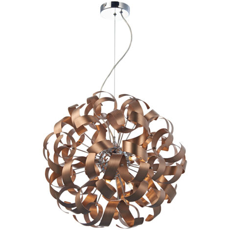 DAR RAWLEY - Suspension ruban sphérique cuivre brossé, 9x G9 (1/5)