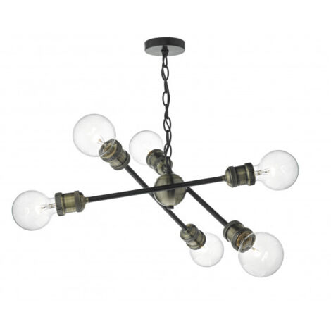 DAR BRIGADE - Suspension noire et laiton antique, 6x E27 (1/4)