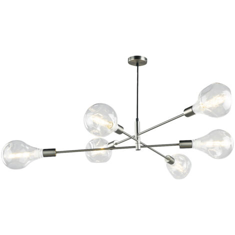 DAR ALANA - Suspension Chrome Satiné, 6x E27 (1/5)
