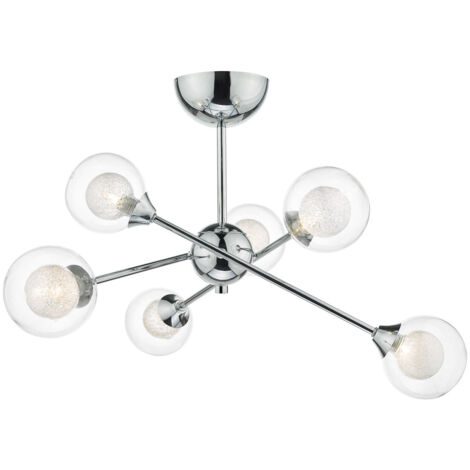 DAR ZEKE - Plafonnier semi-affleurant chrome poli, 6x G9 (1/5)