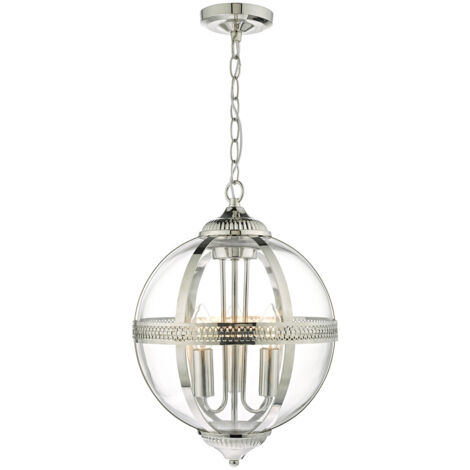 DAR VANESSA - Lampe à Suspension Nickel Poli & Verre, 3x E14 (1/5)
