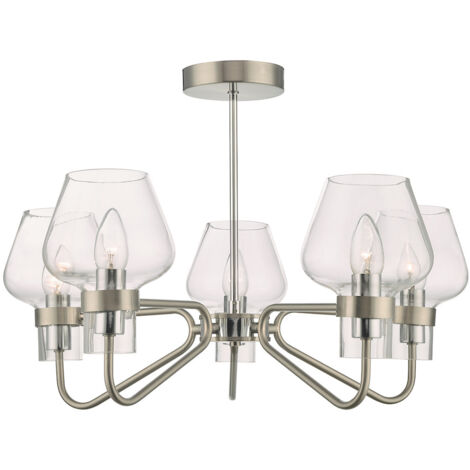 DAR KETA - Plafonnier semi-affleurant Chrome satiné et chrome poli, 5x E14 (1/5)