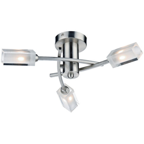 DAR MORGAN - Plafonnier semi-affleurant Chrome satiné, 3x G9 (1/4)