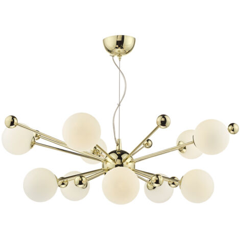 DAR URSA - Lampe à Suspension Or & Verre Opale, 10x G9 (1/5)