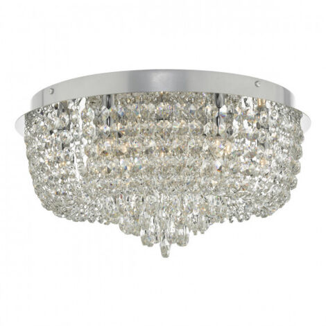 DAR EITAN - Plafonnier affleurant cristal perlé chrome clair et poli, 9x G9 (1/5)