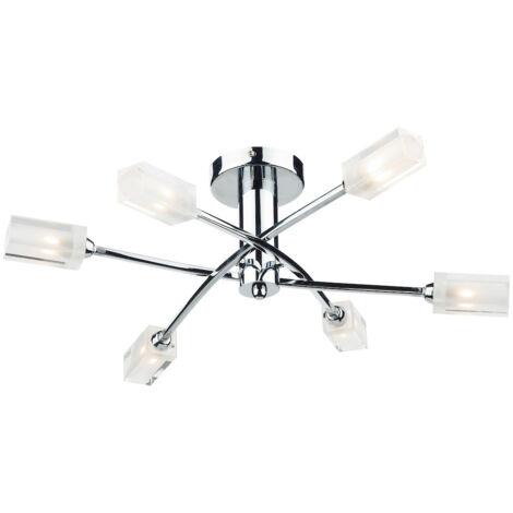 DAR MORGAN - Plafonnier semi-affleurant chrome poli, 6x G9 (1/4)