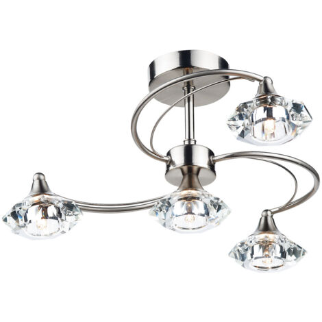 DAR LUTHER - Plafonnier semi-affleurant en cristal de chrome satiné, 4x G9 (1/5)