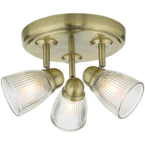 DAR CEDRIC - Spotlight Spotlight Laiton Antique Verre IP44, 3x G9 (1/5)