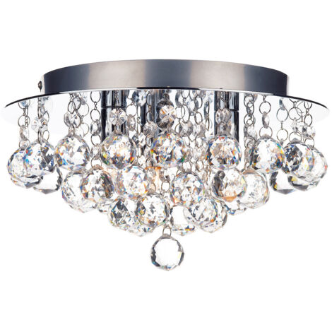 DAR PLUTO - Plafonnier affleurant Compte-gouttes en verre cristal chromé poli, 3x G9 (1/4)