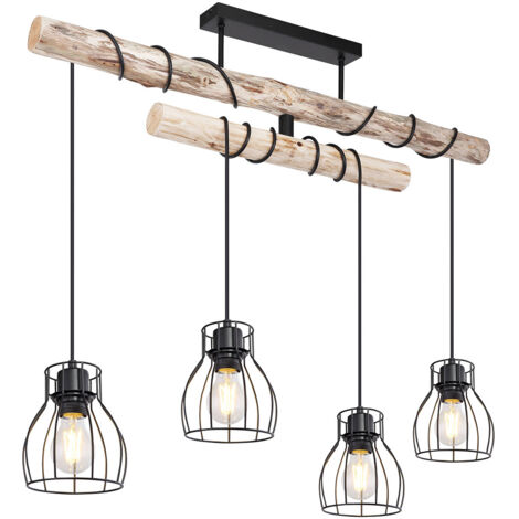 Globo Mina Plafonnier suspendu de bar noir mat 4x E27 (1/5)