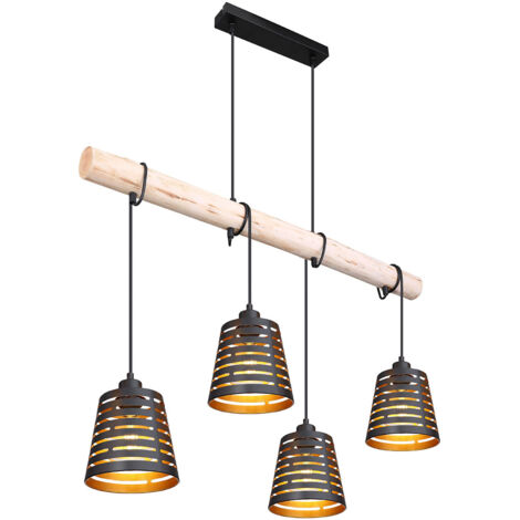 Globo Ablona Plafonnier suspendu de bar noir mat 4x E27 (1/5)
