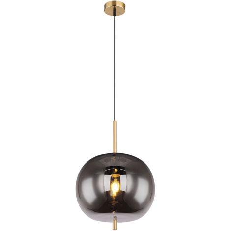 Globo Blacky I Suspension Globe avec abat-jour en verre couleur laiton, 1 ampoule E27 (1/5)