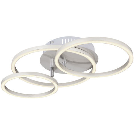 Etc-Shop – Plafonnier LED nickel mat 50cm – 3 lampes intégrées – Dimmable – IP20 – 1500 lm – 3000 K blanc chaud pour salon et chambre (1/6)