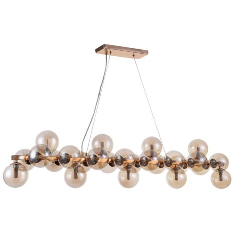 Italux Cabella - Suspension moderne dorée à 25 lumières avec abat-jour cognac, G9 (1/2)