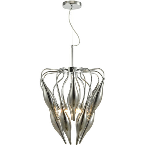 Magedelena Luminaire suspendu à 6 ampoules, chrome fumé et poli (1/5)