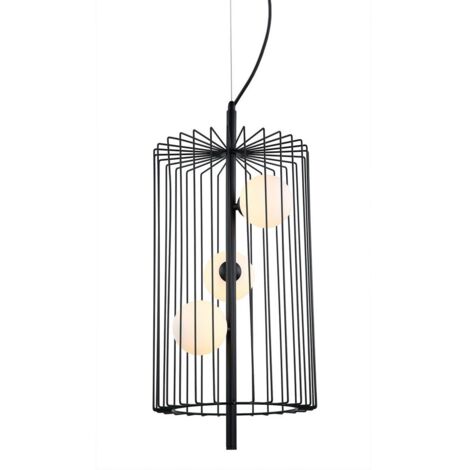 Italux Hayden - Pendentif suspendu moderne noir à 3 lumières avec abat-jour noir et blanc, G9 (1/2)