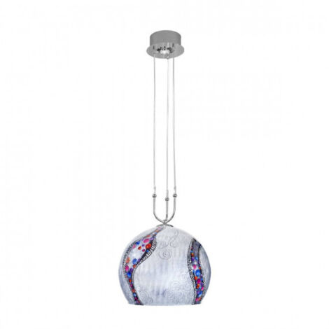 Kolarz LUNA - Designer Glass Dome Suspension Chrome Poli - Motif Kiss Silver, 2x E27, GU10 (1/3)