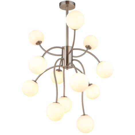 Globo Riha Suspension à plusieurs bras, finition nickel mat, 12 ampoules LED G9 3000K (1/5)