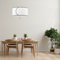 Zara Grande suspension à 1 lumière en laiton, lin belge