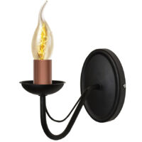 Helam MALBO Bougie Applique Murale Noir, Cuivre 25cm