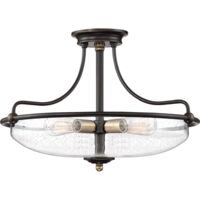 Elstead Quoizel Griffin Plafonnier semi-encastré Bowl bronze palladien avec accents de laiton patiné