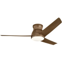 Elstead Kichler Eris Ventilateur de plafond 3 pales 132cm avec télécommande LED Noyer IP44