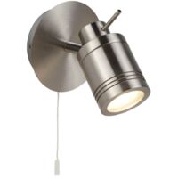 Searchlight Samson - Projecteur mural à 1 lumière LED pour salle de bain, argent satiné IP44, GU10