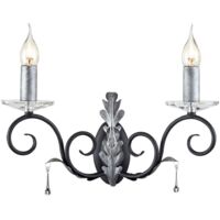 Applique lumineuse acier noir argenté H 29 cm 2 flammes hall light classic