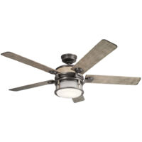 Elstead Kichler Ahrendale Ventilateur de plafond 5 pales 152 cm avec télécommande à enclume en fer à LED IP44
