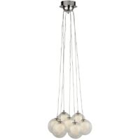 Searchlight CLUSTER - Suspension de plafond à 7 ampoules à DEL - Boules de sable en chrome, verre et cristal