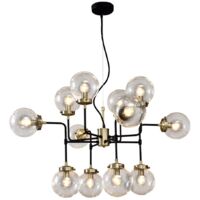 Italux Odelia - Suspension industrielle et rétro fixe bronze antique, noir 12 lumières avec abat-jour transparent, E14