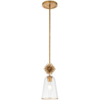 Elstead Staring Plafonnier suspendu fin contemporain doré vieilli, 1 abat-jour transparent E27