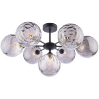 Dar Cohen Plafonnier semi-encastré à 7 ampoules, verre fumé noir mat, 150 mm