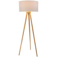 Lampadaire 1 feuille. Pied Stabilo en bois de frêne, abat-jour blanc pour 1xE27, max.60W, H: 150cm, abat-jour D: 50cm FAUX