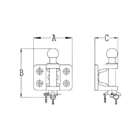 Chape Mixte 4 Trous POMMIER - Diamètre 17 mm, Traction 3500 kg