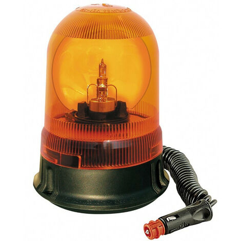 GYROPHARE LED BLANC ECLAIRAGE ORANGE MAGNETIQUE AVEC CORDON 12/24