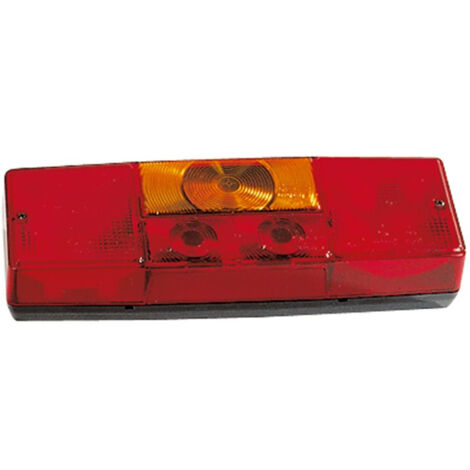 Feu arrière 4 fonctions 12V – Clignotant, stop, veilleuse, brouillard – Dimensions 288 x 97 x 52 mm – Raccordement cosses plates – CEA