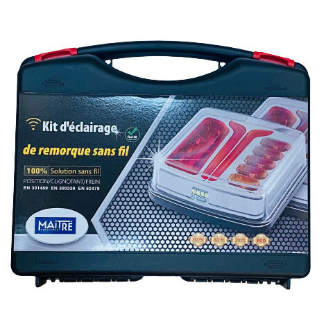 Kit de signalisation magnétique LED sans fil – Indice de protection IP65 – Autonomie 10h – Portée WiFi 30m – Installation rapide sur remorques – Maitre Equipement