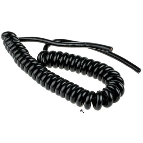 Cordon spiralé nu 7m – Résistant aux abrasions – Excellent pour extensions répétées – Câble de 8.40mm pour alarme - 5x1mm2