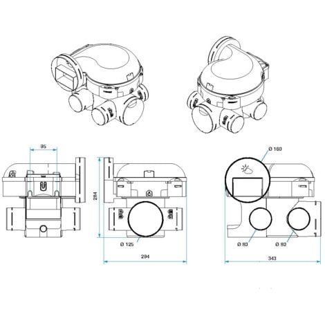 Kit VMC simple flux EasyHOME Hygroréglable COMBLES Classic livré avec 3 bouches Curve