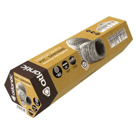 Atlantic – Conduit souple hexagaine PVC type B Ø125 423362 – Longueur 18 m – Pour installations VMC en maisons individuelles – Stockage compact