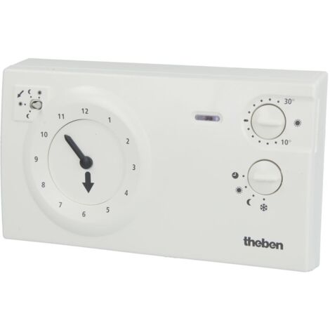 Theben – Thermostat d'ambiance programmable – Plage de température +10 à +30 °C – Réserve de marche 3 jours – Compatible chauffages fioul et gaz