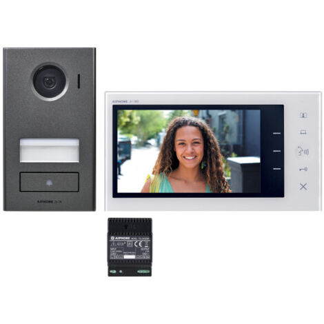 Aiphone – Kit vidéo couleur antivandales saillie 2 fils intégral avec moniteur LCD 7” – Fonction mains-libres – IP54 – 130440 - JVS1V