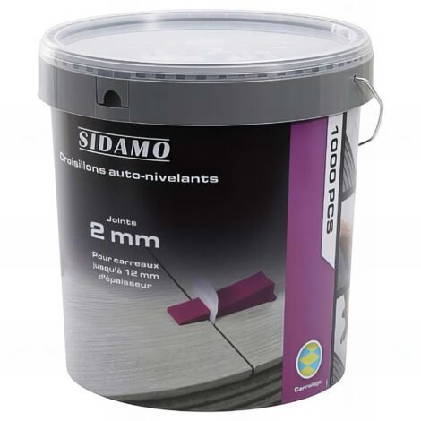 Sidamo – Seau de 1000 croisillons auto-nivelants 2 mm – Pour carreaux de 3 à 12 mm – Joints étroits pour pose précise – Compatible grands formats