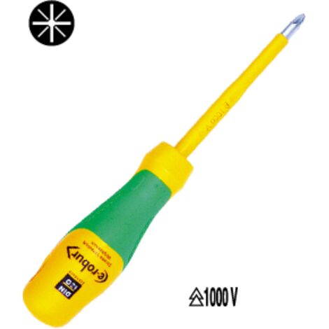 E-ROBUR - 221103 - Tournevis Pozidriv® isolé 1000 v n°0, 3,0x60 mm