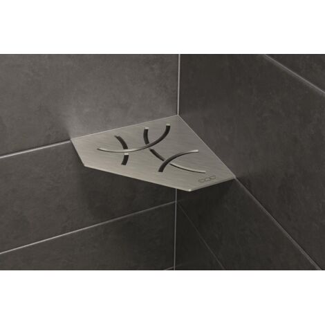 Schluter – Tablette murale de douche 195 x 195 mm – Finition structurée en acier inoxydable – Pour installation dans murs carrelés